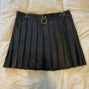 Current Mood Black Pleated Leather Skirt- Large